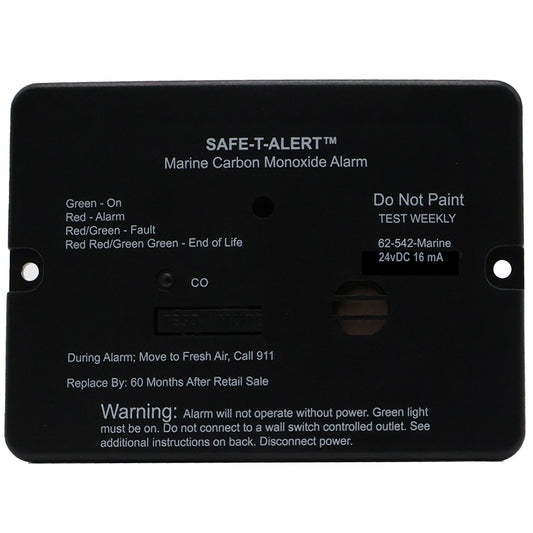 Safe-T-Alert 62 Series Marine Carbon Monoxide Alarm - 24V Flush Mount - Black [62-542-BL-MARINE-24V]